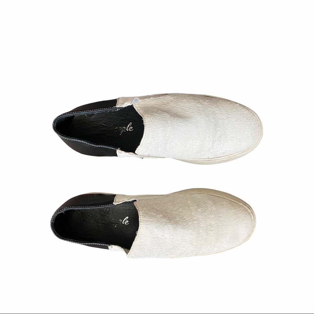 Free People | white calf + black leather slip on sneakers size 37 - Picture 2 of 4